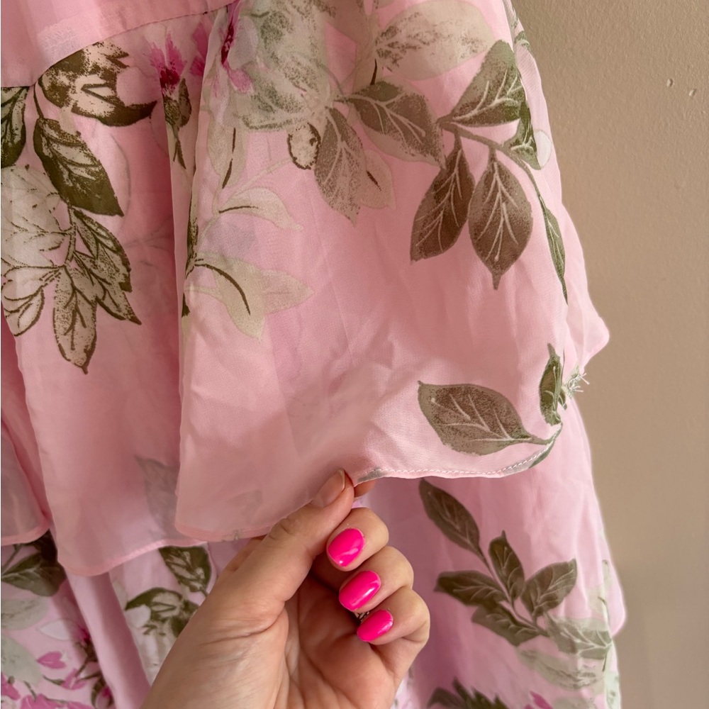 Lulus Midnight Mood Pink Floral Print Tiered Maxi Dress Size XS Feminine Wedding - Picture 13 of 13